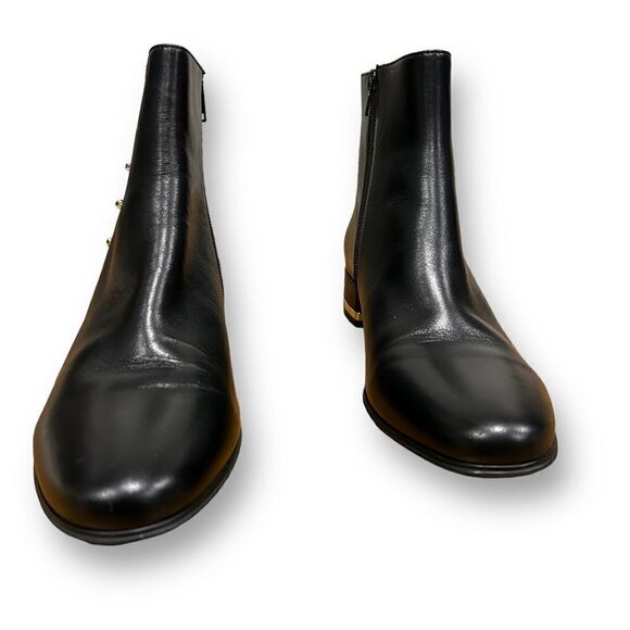 Vaneli Black Leather Ankle Boots with Gold Heel and Side Detail - Picture 7 of 9